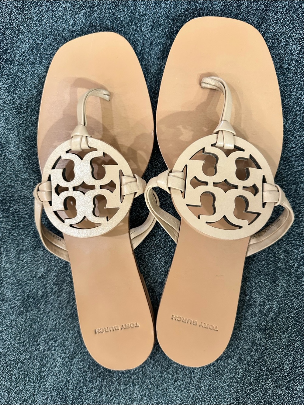 Tory Burch Miller Leather Sandals in Beige